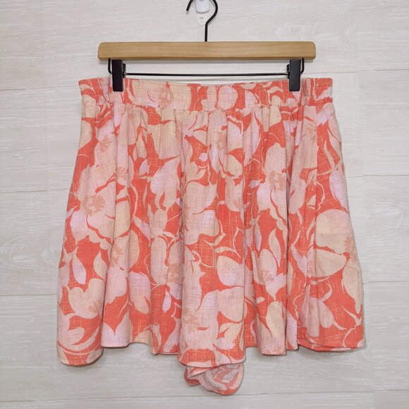 Torrid Plus Size 1X Pull-On High-Rise Ruffle Skort in Baja floral camellia - Picture 4 of 5